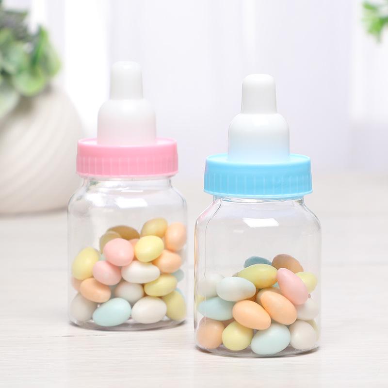 12pcs Blue And Pink Candy Bottles Mini Milk Bottle Shape Containers for Candy Treats and Party Decorations