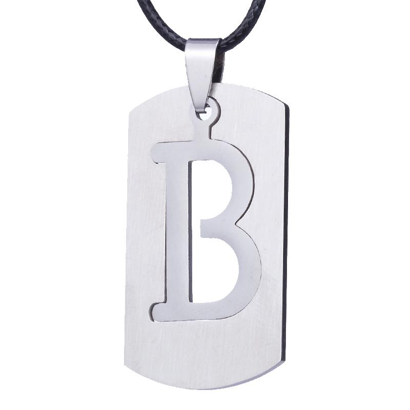 ZRM Jewelry Stainless Steel 26 English Alphabet Pendant Necklace Men Jewelry Personality Hollow Letter Pendant Friends Gifts