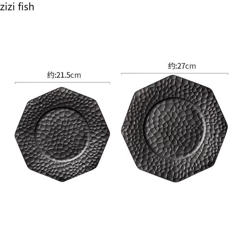 Keramikas vakariņu šķīvis restorāns Neregulāras tekstūras plakans šķīvis steika šķīvis Makaronu šķīvji Deserta šķīvji Uzkodu šķīvji Mājas galda piederumi
