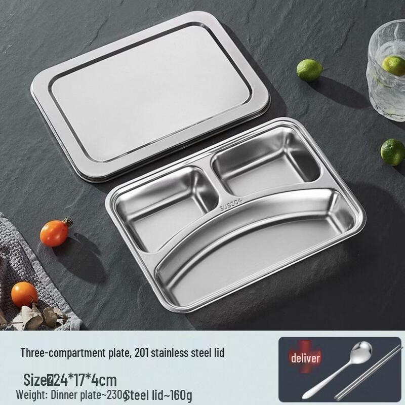 Ruhan 304 Stainless Steel Divided Kids Dinner Plate