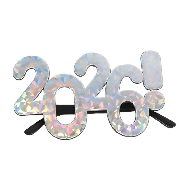 2026 Themed Celebration Glasses With Glittering Numbers Costume Accessory for Party Photos and Decorative Backdrops