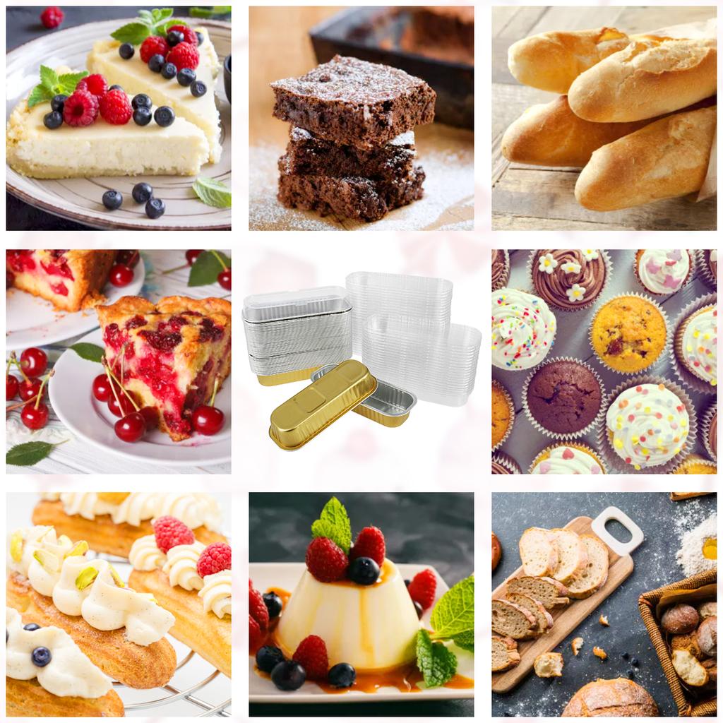 50/100Pack Mini Loaf Pans with Lids and Spoons 200ml Rectangle Aluminum Foil Oven Cake Container Baking Bread Muffin Dessert Tin