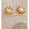 Eetit Stainless Steel Simulated Pearls Sun Stud Earrings 18K Golden PVD Plated Trending Statement Jewelry Gift Prevent Allergy