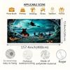 A Halloween garage door polyester banner decoration with a witch and ghost theme a festive party wall decoration