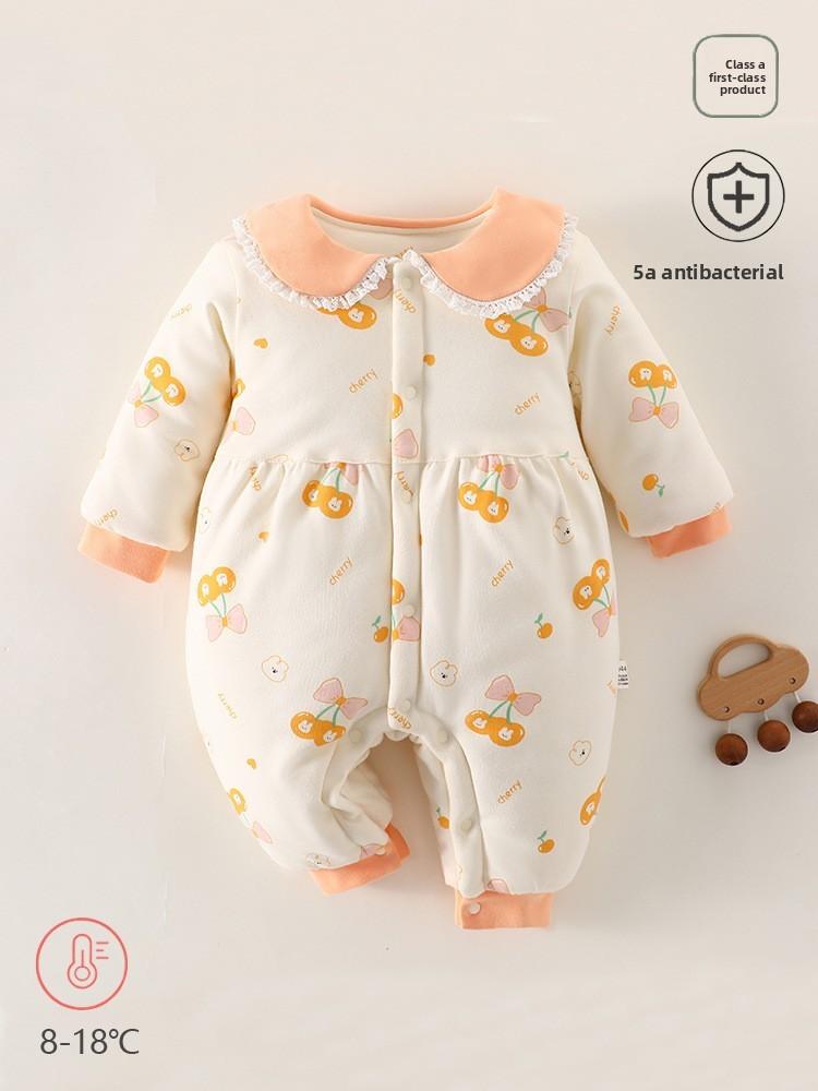 Baby Cotton Sleepsuit Winter Warmth With Snap Button Closure For Newborns