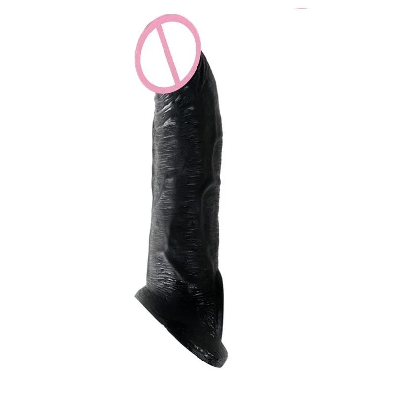Black Penis Sheath with Vibrator Optional Extension Silicone Gel Extensible Sex Toys for Men