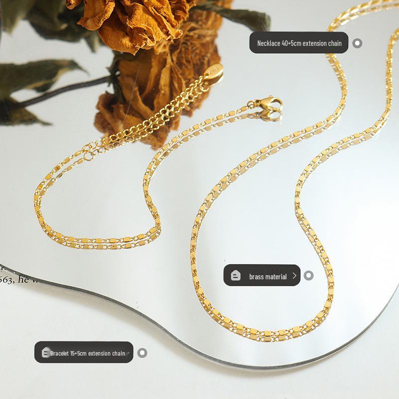 Korean Minimalist Versatile Necklace & Bracelet Set - Copper Jewelry