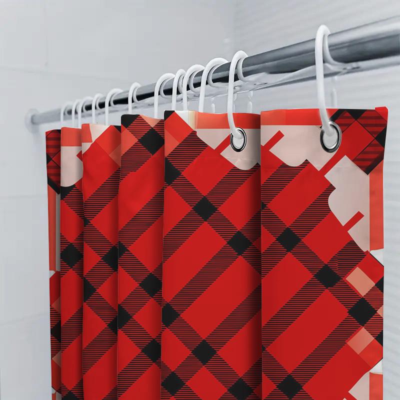 Black Red Diamond Shower Curtain Waterproof Fabric Bathroom Decor Customizable Size Modern Design Home Decoration 3D Printing Cu