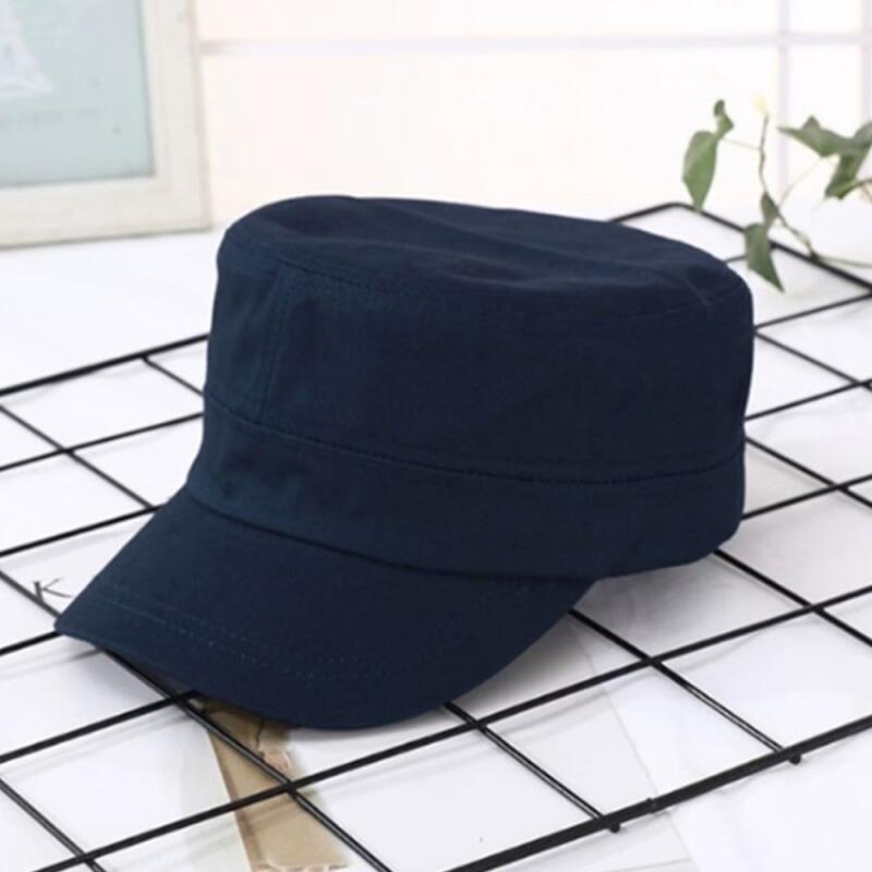 Unisex basic plain color military square cotton cap beige