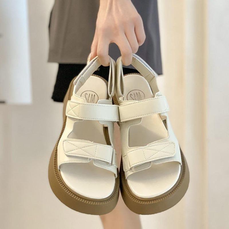 Platform beach shoes summer new muffin open-toed Velcro shoes wear casual platform sandals