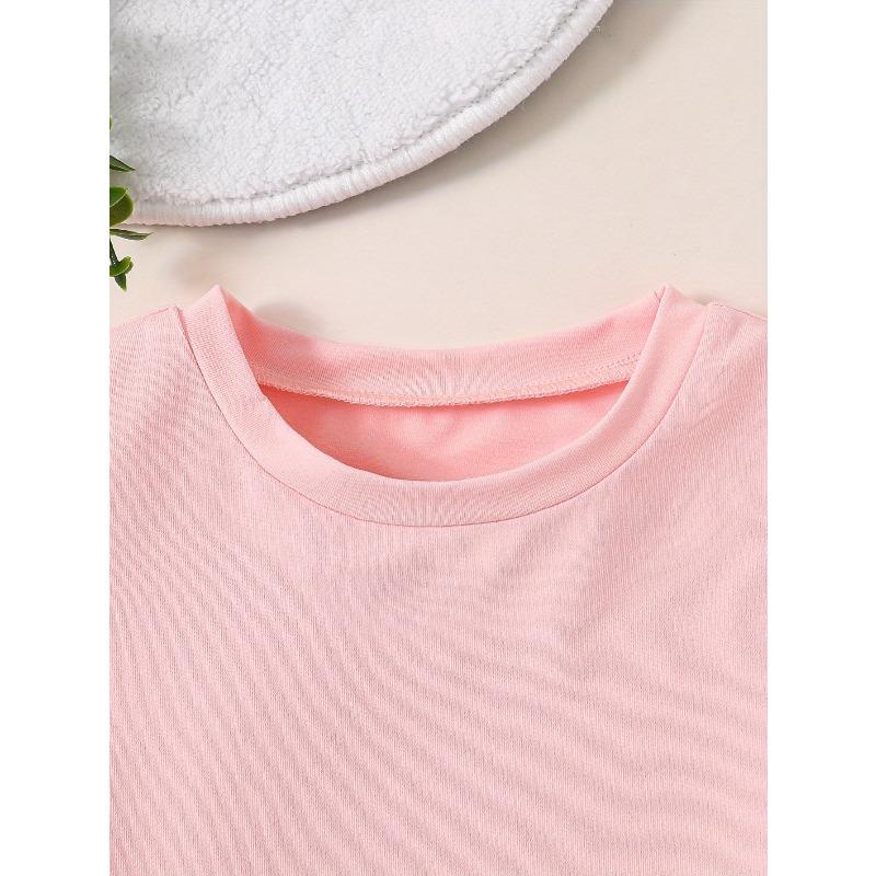 Kids Summer Crew Neck Short Sleeve T-Shirt with Cartoon Mermaid Print