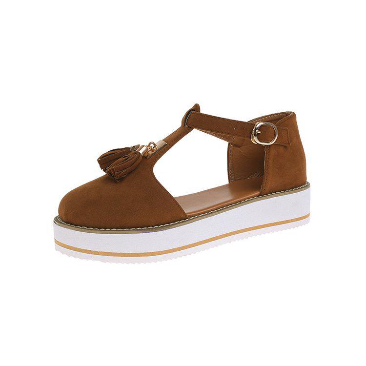 2020 Summer Tassel Buckle Strap Thick Sole Plus Size Women's Casual Sandals