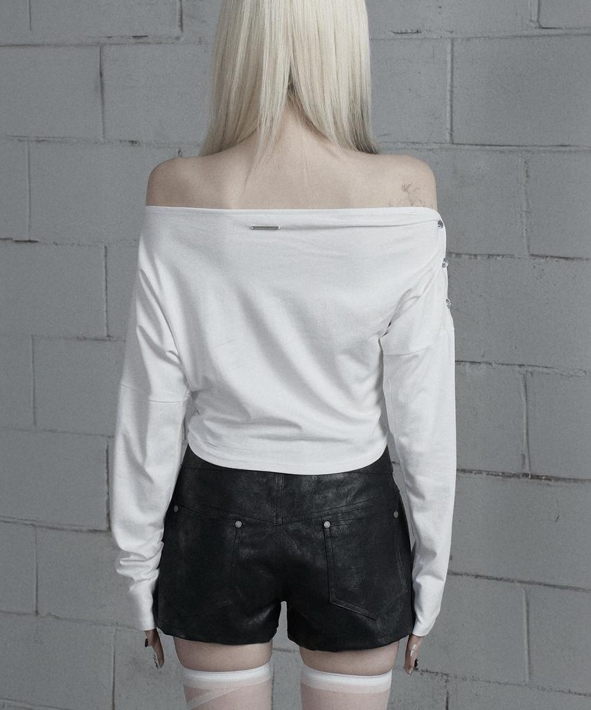 ETRE AU SOMMET Shoulder Line Button Long Sleeve (White)