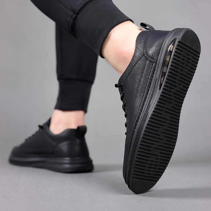 Low-top men's shoes low-top lace-up trend board shoes cowhide four-season shoes trendy shoes casual leather shoes 2025