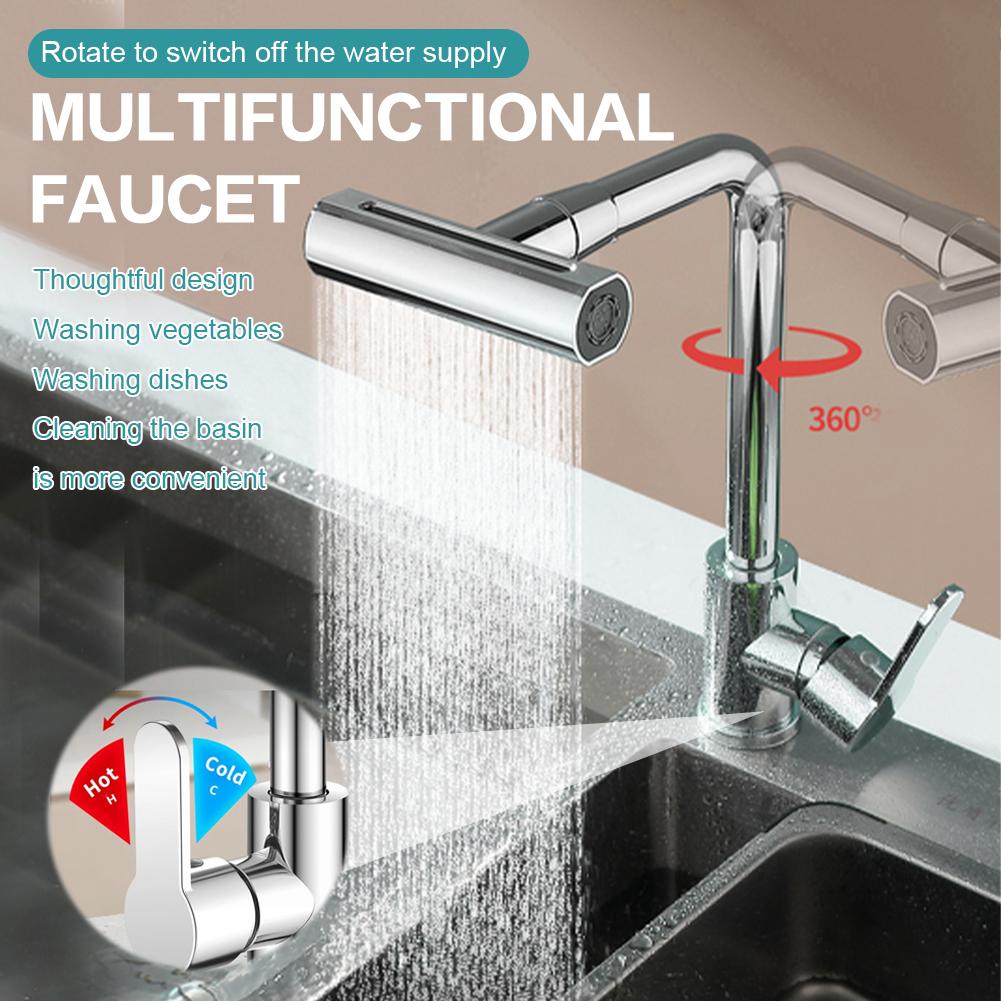 360 Degree Multifunctional Swivel Faucet Kitchen Sink Faucet 4 Modes Hot and Cold Water Faucet for Kitchen Bathroom