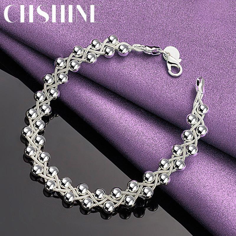 CHSHINE Fine 925 Sterling Silver Geometry Bracelet for Women Wedding Bead Chain Fashion Jewelry