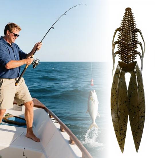 Fishing Lure Oversized Soft Bait Realistic Vibrant Color Compact Portable Artificial Fishing Bait with Twin Ridge Tails