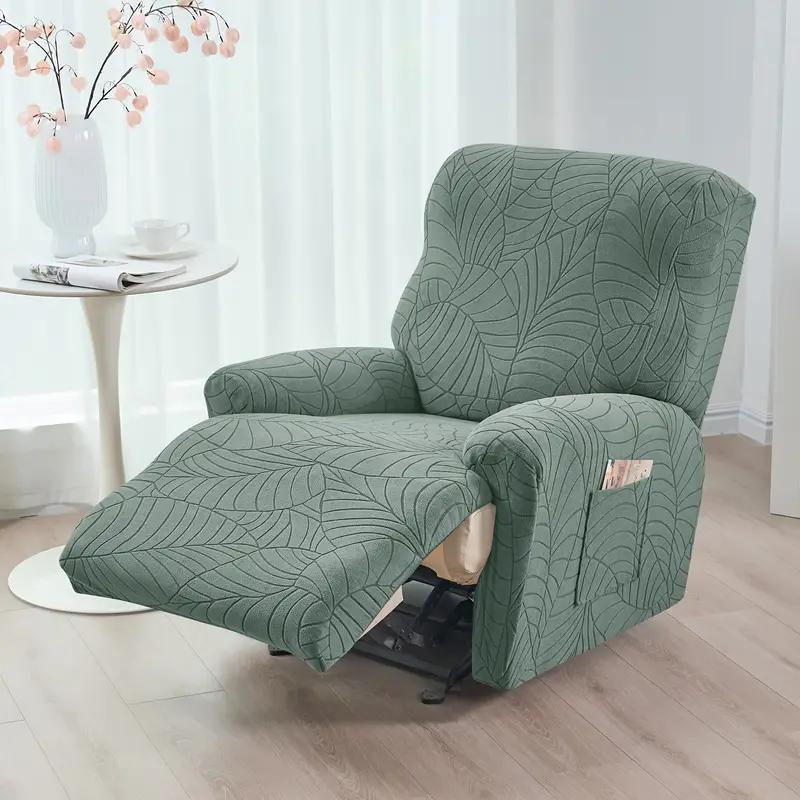 1 Seat Recliner Chair Covers Dust-Proof Elastic Armchair Slipcover Leaves Jacquard Single Sofa Slipcover For Living Room Decor