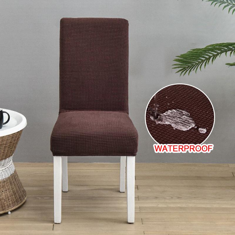 Waterproof Jacquard Chair Cover For Dining Room Thick Fabric Chair Slipcover Protector Washable Seat Cover For El Banquet 1Pc