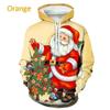 Christmas Hooded Ladies Sweatshirt 3D Cartoon Pattern Printing Casual Pullover Hoodie Kangaroo Pocket Long-sleeved Top