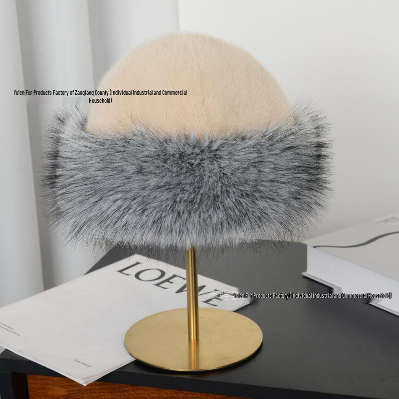 Silver Fox Faux Fur Mongolian Hat with Ear Protection - Unisex, Warm, Fleece-lined for Autumn/Winter