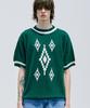 KND Navajo Pattern Loose Fit Ringer Half Knit Peacock Green