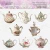 Teapot Series Retro Journal Sticker Pack - 8 Hard Card Sheets for DIY & Decoration