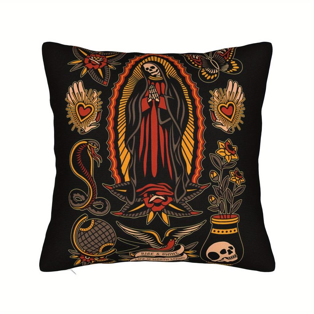 Tattoo Art Pattern Pillow Case Double-sided Vintage Design Decorative Throw Pillow Cover for Home Sofa Bedroom Couch Bed Decor