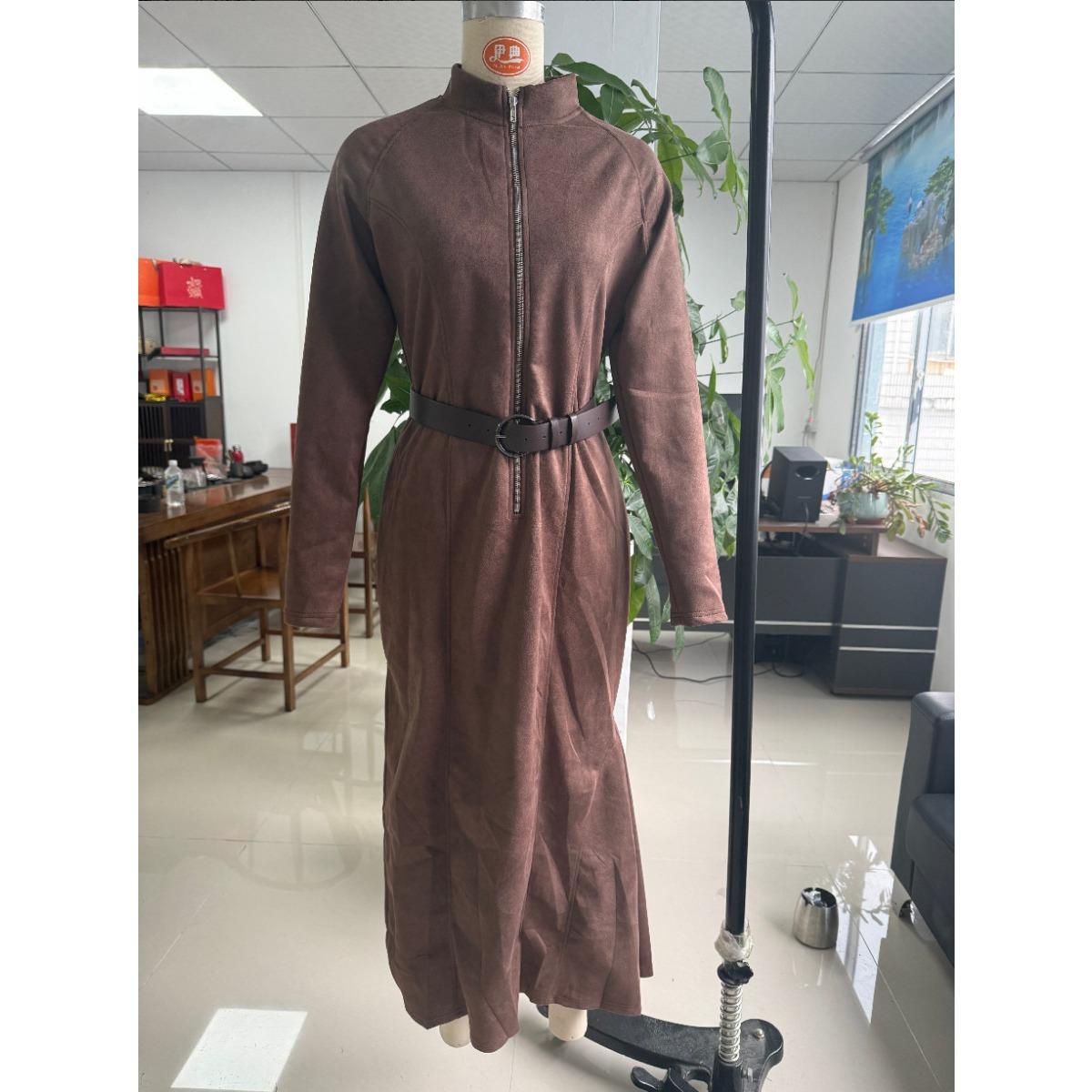 

Women s Vintage Ins Style Elegant Long Sleeve Shirt Dress, Zipper Turn-down Collar Fashion Casual Dress for Women European American Crossborder XXXL