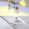 Style Ladies Stud Pair Birthday Girls Unfading Electroplated Ear Earring Silver Shape 1 Gift Flower Copper European