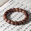 Ethnic Style Green Sandalwood Straight-cut Barrel Beads Bracelet Handmade Boutique Sandalwood Small Bracelet Men's and Women's Wenwan Single Circle