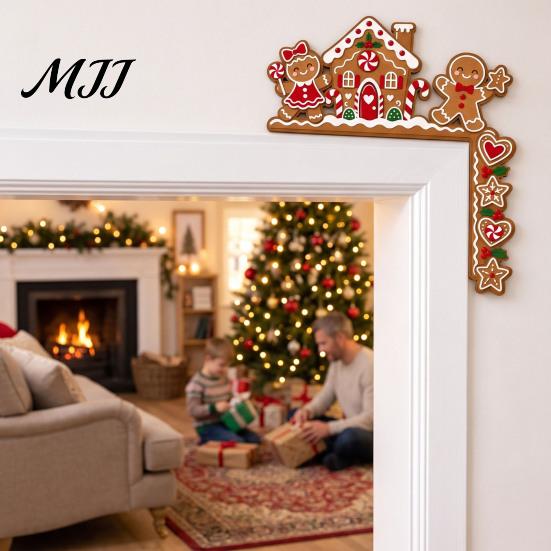 Indoor Holiday Door Sign Christmas Wooden Corner Decor, Festive Gnome/Gingerbread House/Letter Frame Sign, No Unique Gift Idea Drill Topper