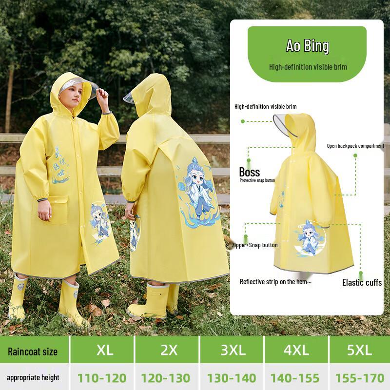Kids Split Raincoat with Backpack Space 4XL