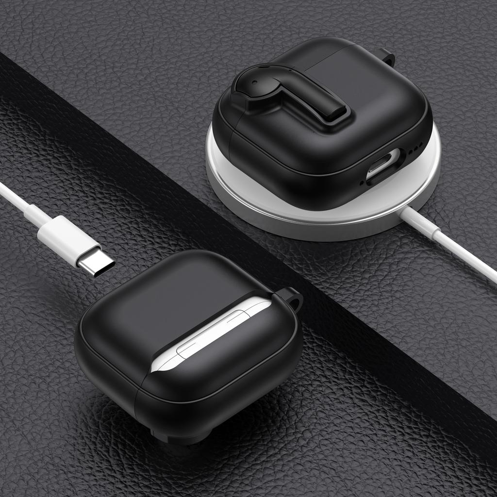 For AirPods 4 Case Colorful Lock Buckle Shockproof TPU + PC Earphone Cover with Carabiner