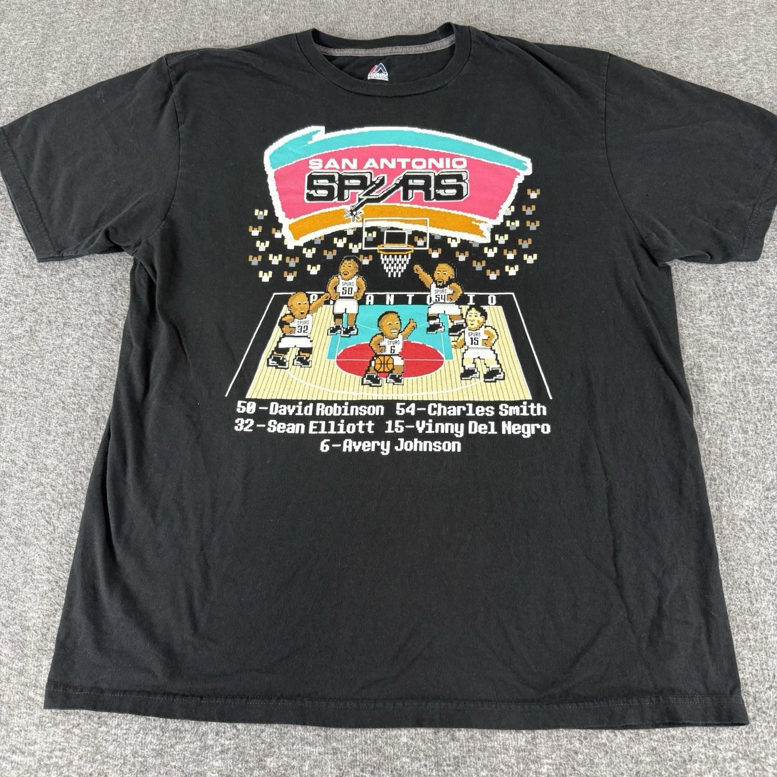 San Antonio Spurs Retro 8-Bit Video Game Graphic T-Shirt XL Majestic NBA Fiesta L