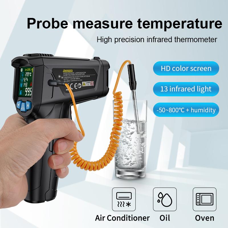 Infrared Thermometer 400/800°C Indoor Kitchen Digital Heat Meter Precision Food Laser Temperature Meter Non-contact Pyrometer