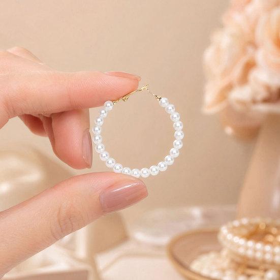 Pearl Hoop Earrings for Women, Circle Dangle Drop Earrings, Fashion Hypoallergenic Earrings, Lightweight Jewelry Gifts for Women