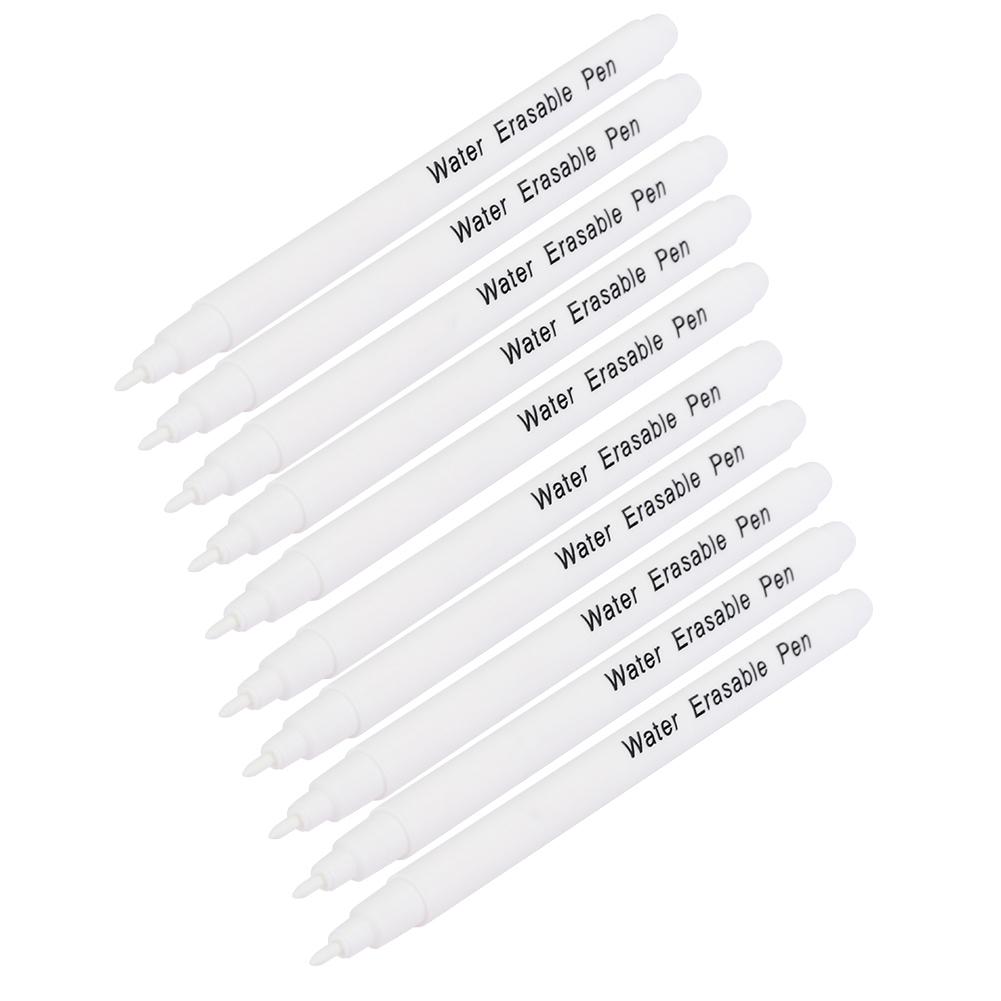 10 stücke DIY Wasser Löslich Löschbaren Stift Stoff Marker Schneiderei Werkzeug Zubehör Einzigen Kopf Weiß