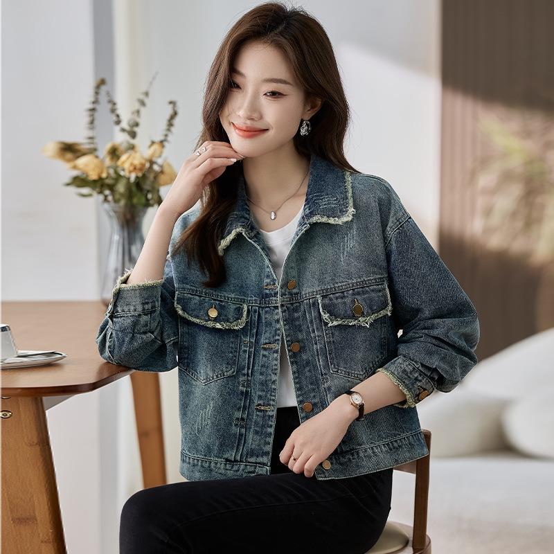 Spring and Autumn New Retro Temperament High-end Jacket Early Autumn Short Popular Top Polished Denim Jacket Women