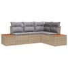 Garden Sofa Set with Cushions 4 Pcs Beige and Light Grey Poly Rattan