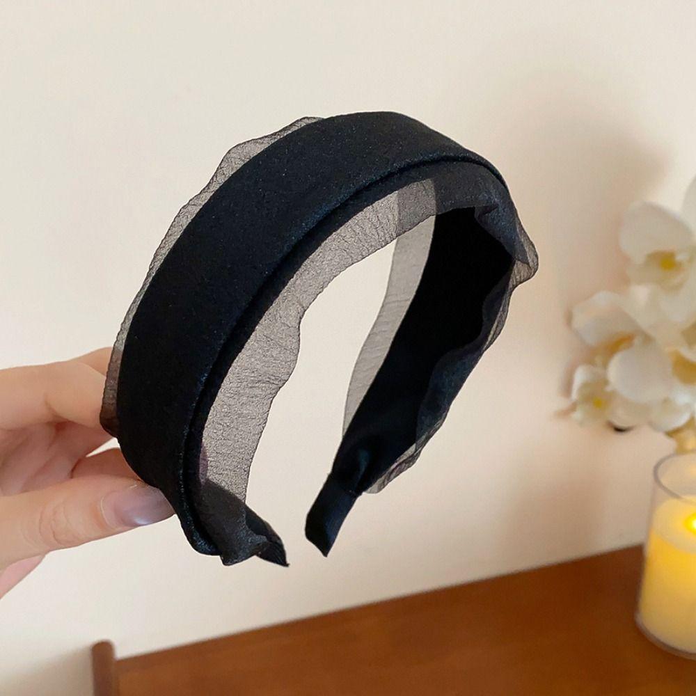 Sweet Women Hair Hoop Mesh Wide Edge Hairband Hair Accessories Chiffon Headband  Wash Face