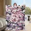 cute dog cartoon nonomochi pink Blanket Flannel warm comfort  soft plush blanket for sofa living room office bedroom travel gift