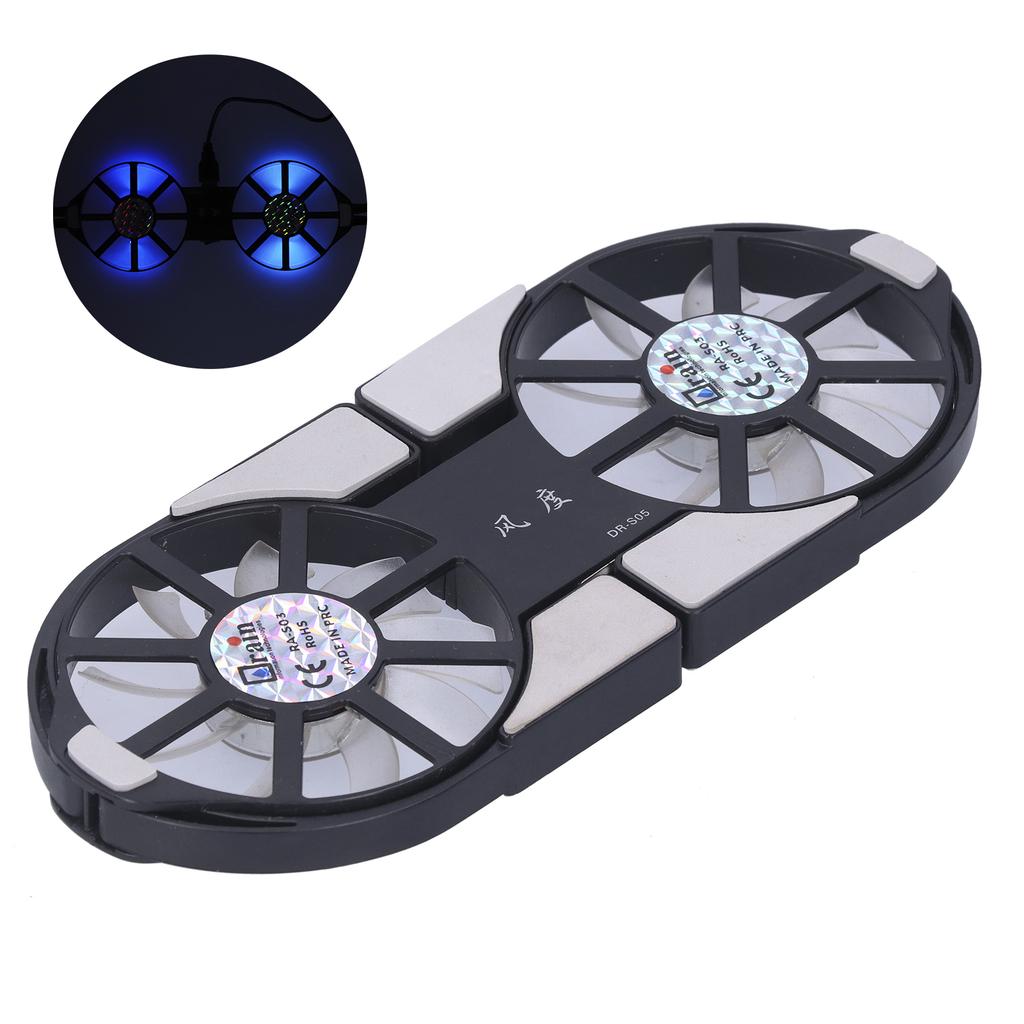 4Color Laptop Cooling Pad Foldable Notebook Cooler DualFan Large Air Volume Radiator Heat Sink(Black )