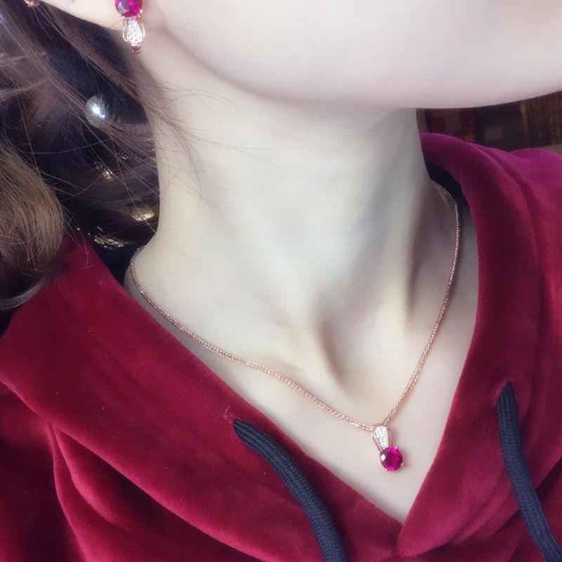 Purple Gold Rose Gold Plated Red Shiny Diamond Earrings Stylish And Exquisite Design Color Gold Ear Jewelry