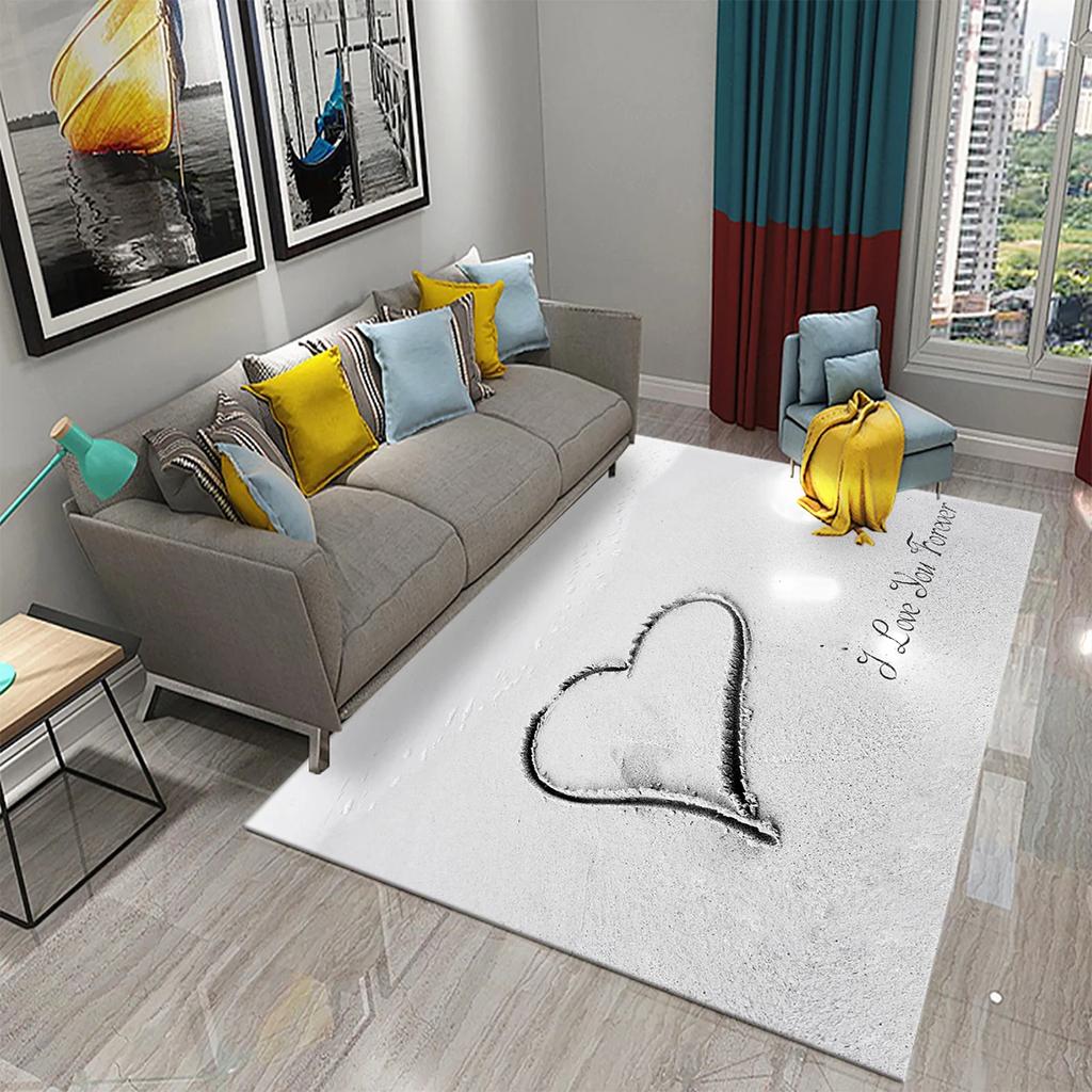 Romantic Valentines Day Love Printed Pattern Carpet Bedroom Non-slip Mat Home Living Room Bathroom Kitchen Home Decoration Mat