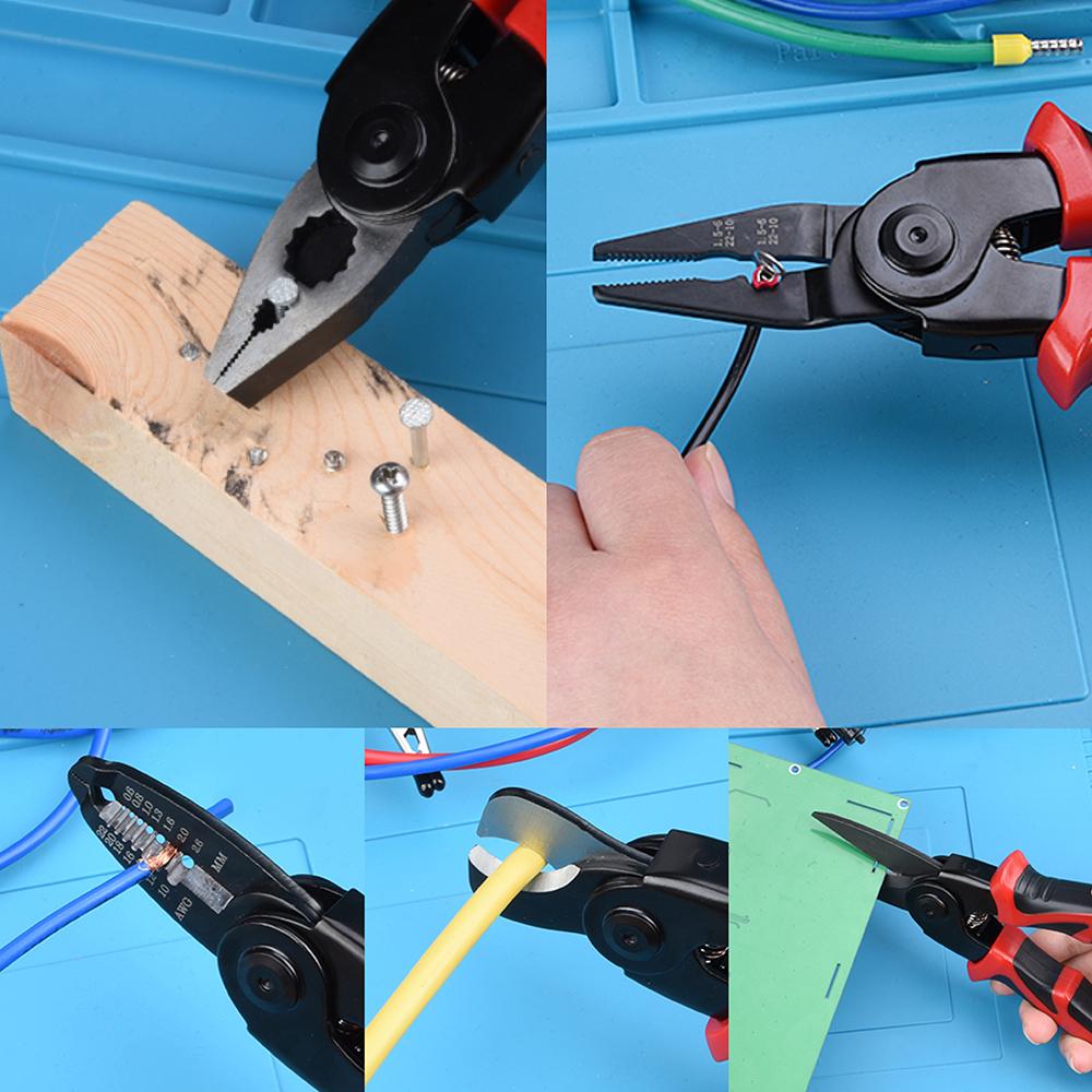 5 IN 1 Multifunctional Pliers Set Quick Change Pliers Head with Wire Pliers Scissors Cable Cutter Wire Stripper Crimping Pliers