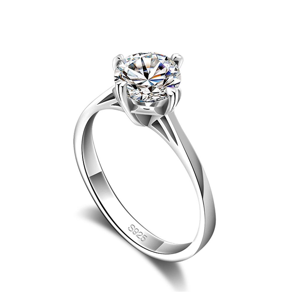 Imitation Diamond Wedding Ring, Thick Platinum Plated 5A Zircon Ring, Women'S Single Ring Gift.