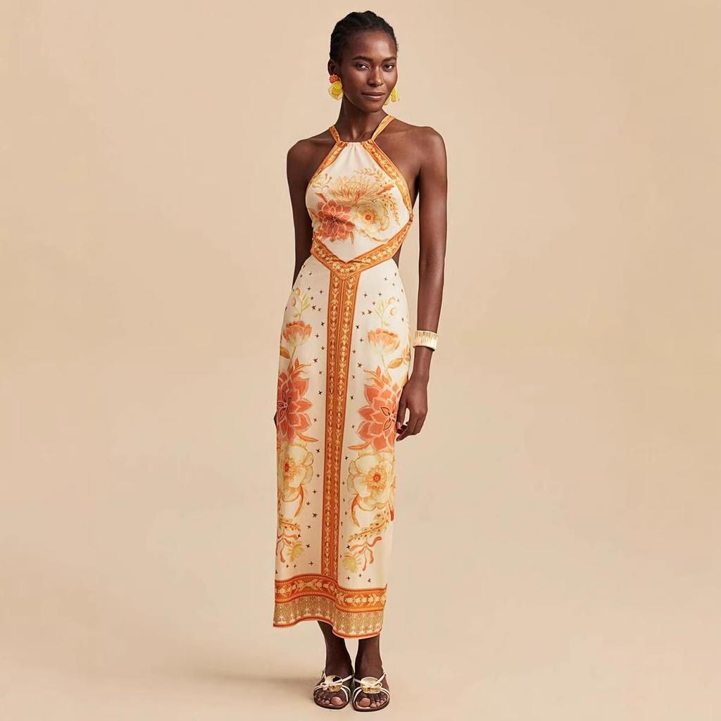 European and American Summer Models, White Neck Strap Off The Shoulder, Sexy Style Sleeveless Dress D07