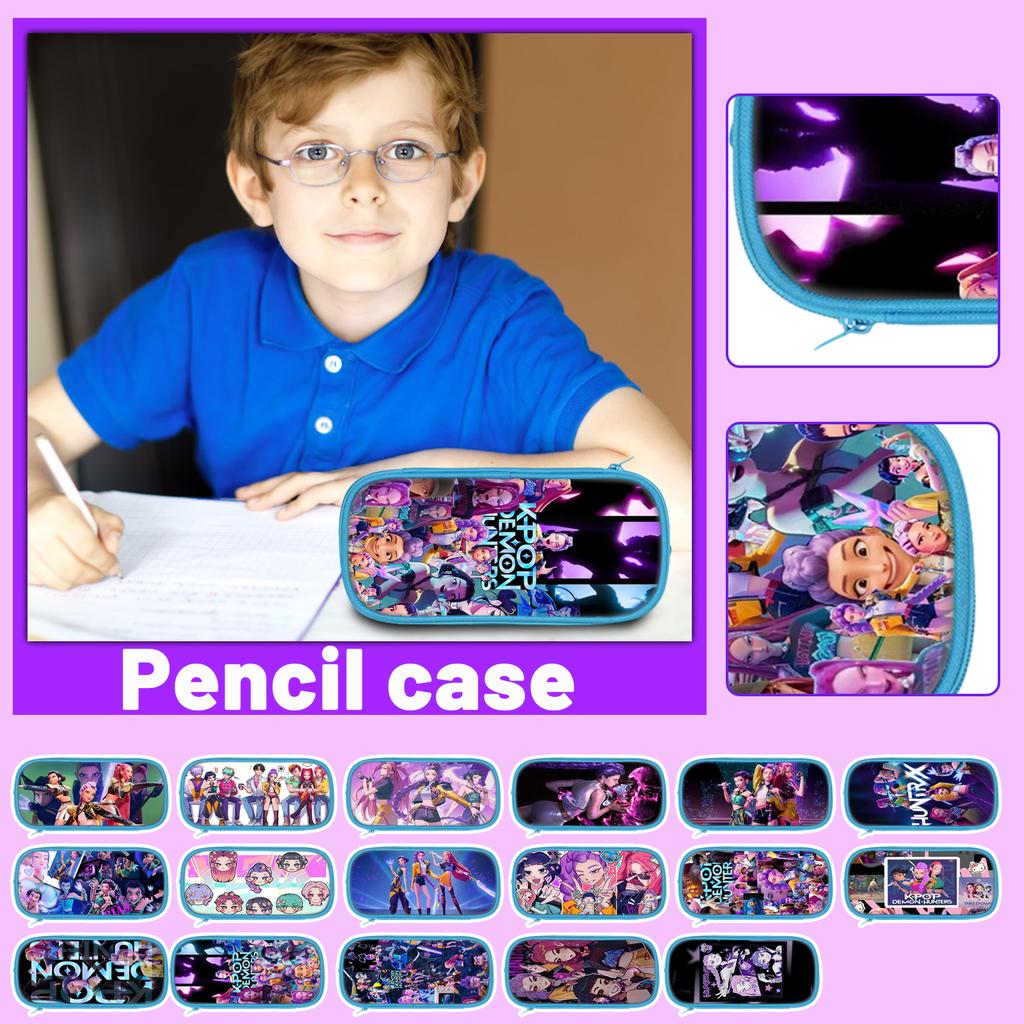 Student Blue Double-layer Pencil Case Kpop/ Witch Hunting Girl Group Student Storage Stationery Bag Pencil Bag