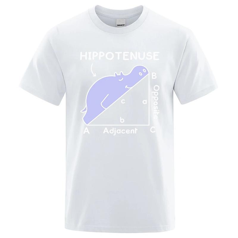 Hippo Sleeping On Math Problem Print Unisex Tshirts Summer Breathable ONeck Short Sleeve Haruku Loose Tshirt Cotton Tops